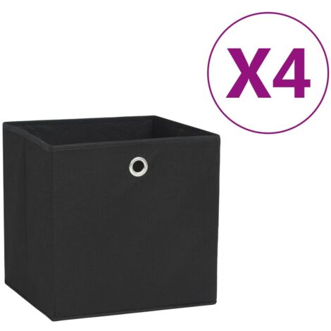 vidaXL Contenitori 4 pz in Tessuto non Tessuto 28x28x28 cm Nero