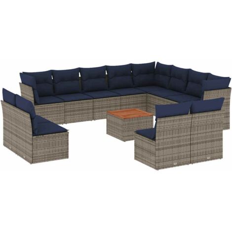 vidaXL Set Divani da Giardino 13 pz con Cuscini Grigio in Polyrattan (1/5)