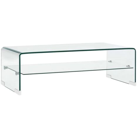vidaXL Tavolino da Salotto Trasparente 98x45x31 cm in Vetro Temperato