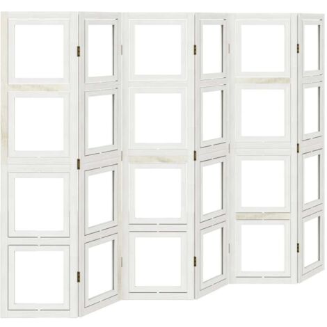 vidaXL Divisorio Ambienti 6Pannelli Bianco Legno Massello di Paulownia