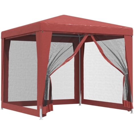 vidaXL Tenda per Feste 4 Pareti Laterali in Rete Rossa 2,5x2,5m HDPE