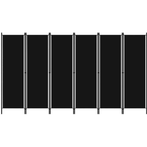 vidaXL Paravento a 6 Pannelli Nero 300x180 cm