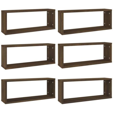 vidaXL Mensole Cubo Muro 6pz Rovere Marrone 60x15x23 cm in Multistrato