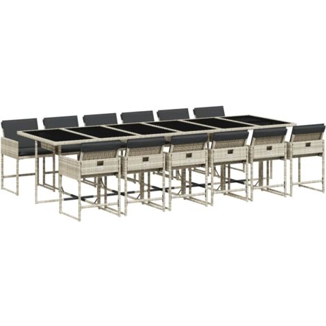 vidaXL Set da Pranzo da Giardino 13pz con Cuscini Grigio in Polyrattan (1/5)