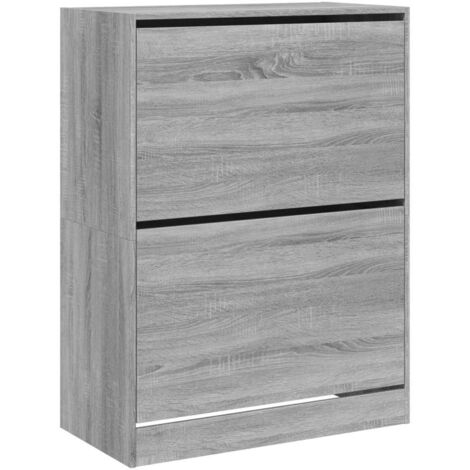 vidaXL Scarpiera 2 Cassetti Ribaltabili Grigio Sonoma 80x42x108 cm
