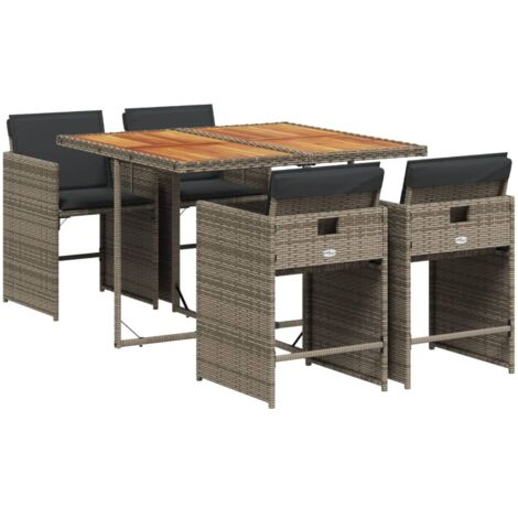 vidaXL Set da Pranzo da Giardino 5 pz con Cuscini in Polyrattan Grigio