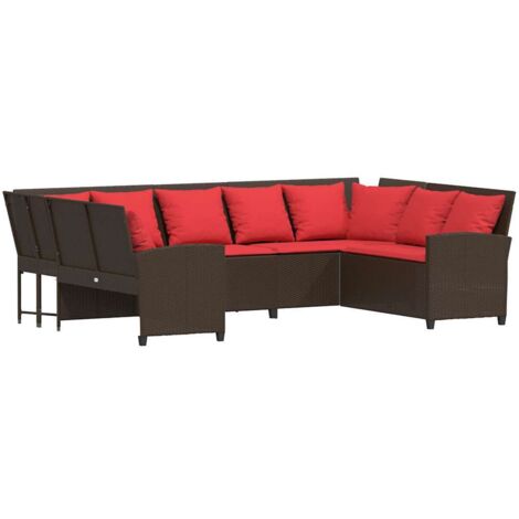 vidaXL Divano da Giardino con Cuscini in Polyrattan Marrone