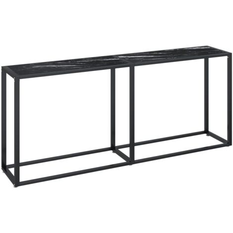 vidaXL Tavolo Consolle Marmo Nero 180x35x75,5 cm in Vetro Temperato (1/5)