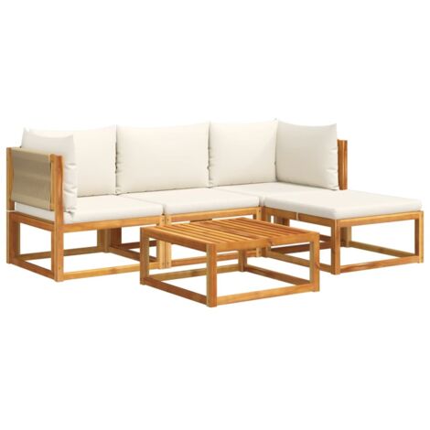 vidaXL Set di divani da giardino 5 pezzi con cuscini in legno di acacia e corda (1/5)