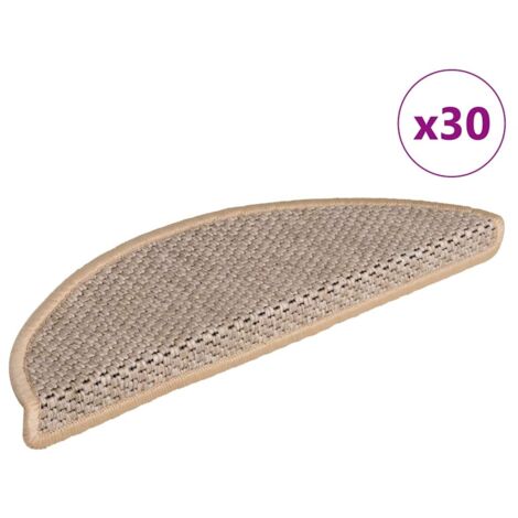 vidaXL Tappeti Adesivi Scale Aspetto Sisal 30pz 56x17x3cm Beige Chiaro