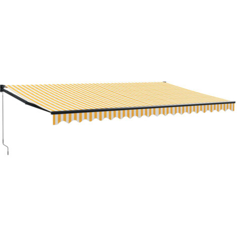 vidaXL Tenda Sole Retrattile Gialla e Bianca 5x3 m Tessuto e Alluminio