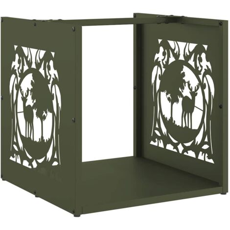 vidaXL Rastrelliera per Legna da Ardere Verde Oliva 40x40x40 cm