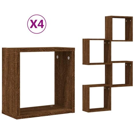 vidaXL Mensole a Cubo 4 pz Rovere Marrone 30x15x30 cm