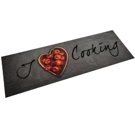 vidaXL Tappeto da Cucina Lavabile Testo Cucinare 60x180 cm in Velluto