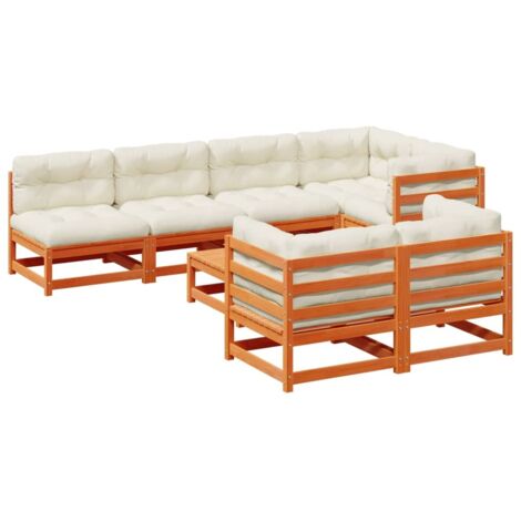vidaXL Set Divani Giardino 8 pz con Cuscini Marrone Cera Massello Pino (1/5)