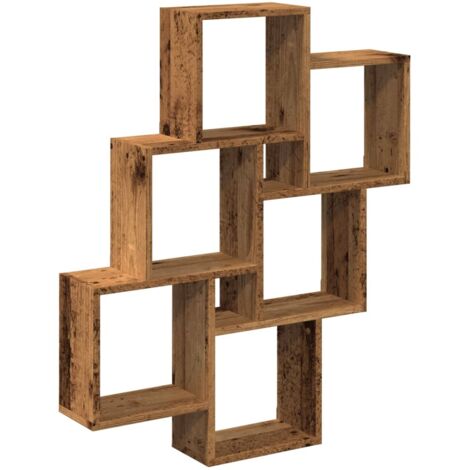 vidaXL Mensola a Muro a Cubo Legno Antico 78x15x93cm Legno Multistrato