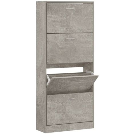 vidaXL Scarpiera Grigio Cemento 63x24x147 cm in Legno Multistrato