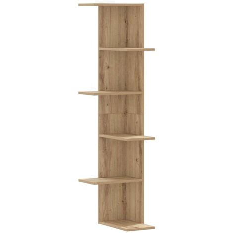 vidaXL Scaffale Angolare Muro Rovere Artigianale 36,5x36,5x140cm Legno