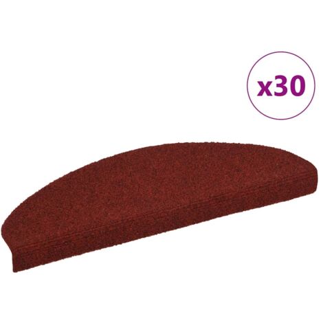 vidaXL Tappetini per scale autoadesivi 30 pz 65x21x4 cm Bordeaux Rosso Semicircolari Grandi