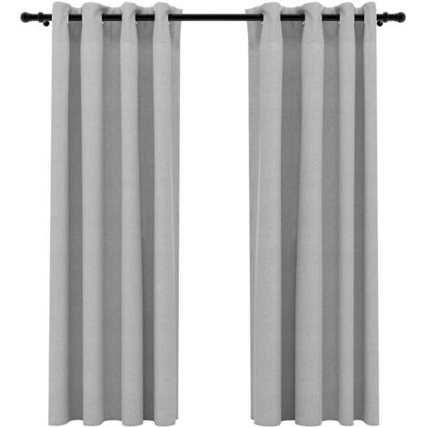 vidaXL Tende Oscuranti Effetto Lino con Occhielli 2pz 140x175cm Grigio
