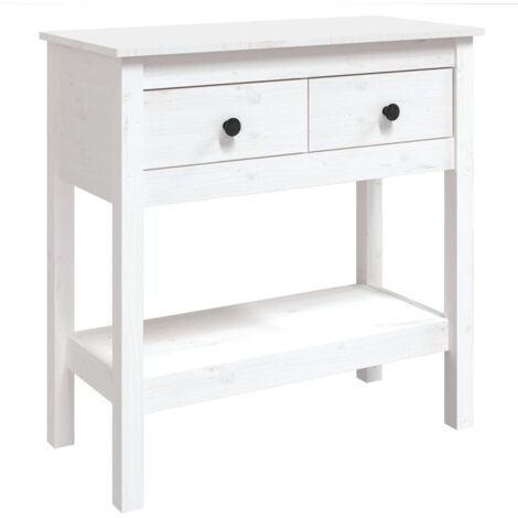 vidaXL Tavolo Consolle Bianco 75x35x75 cm in Legno Massello di Pino