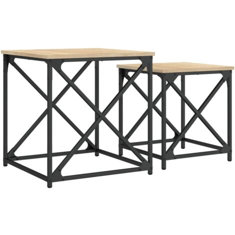 vidaXL Tavolini Impilabili 2 pz Rovere Sonoma in Legno Multistrato