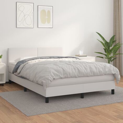 vidaXL Giroletto a Molle con Materasso Bianco 140x200 cm in Similpelle