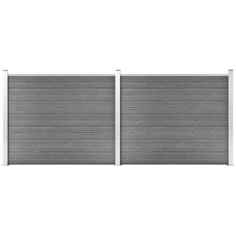 Set Pannello di Recinzione in WPC 353x146 cm Grigio vidaXL