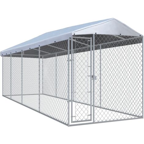 vidaXL Recinzione per Cani da Esterno con Tetto 760x190x225 cm