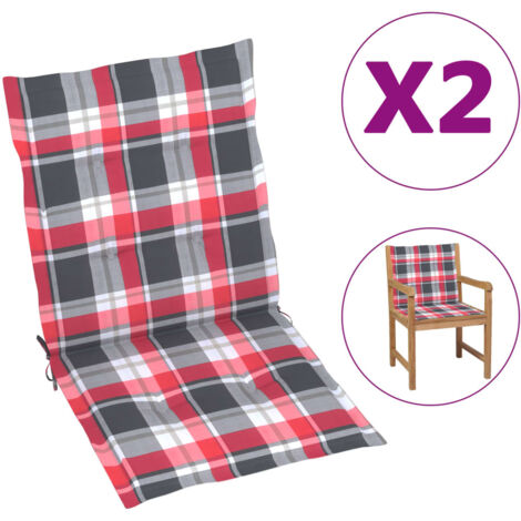 vidaXL Cuscini per Sedia 2 pz a Quadri Rossi 100x50x3cm Tessuto Oxford
