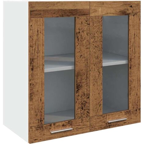 vidaXL Pensile da Cucina con Anta in Vetro Legno Antico 60x31x60 cm (1/5)