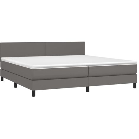vidaXL Giroletto a Molle con Materasso Grgio 200x200 cm in Similpelle