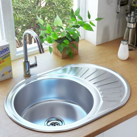 vidaXL Lavello da Cucina con Filtro e Sifone Ovale in Acciaio Inox