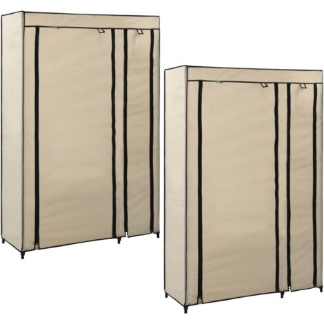 vidaXL Armadi Pieghevoli 2 pz Crema 110x45x175 cm in Tessuto