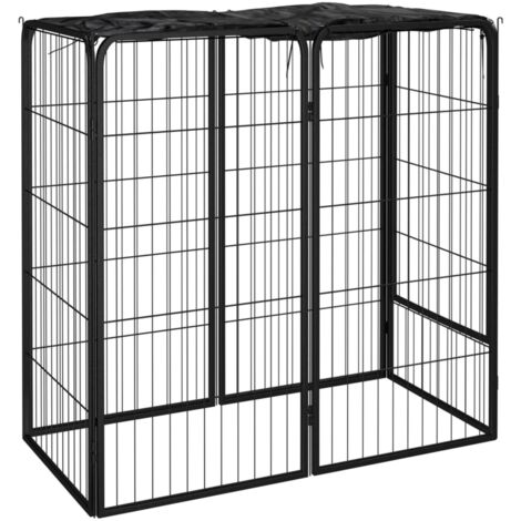 vidaXL Box Cani a 6 Pannelli Nero 50x100cm Acciaio Verniciato Polvere