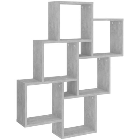 vidaXL Mensola Parete Cubo Grigio Cemento 78x15x93cm Legno Multistrato