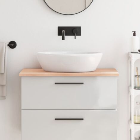 vidaXL Piano Bagno 80x60x2 cm in Legno Massello Non Trattato (1/5)