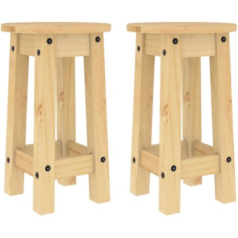 vidaXL Sgabelli da Bar 2 pz in Legno Massello di Pino