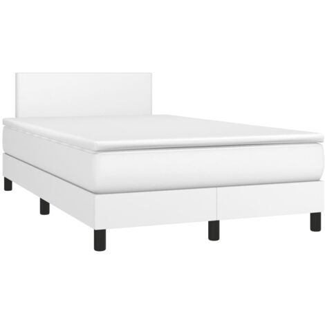 vidaXL Giroletto a Molle con Materasso Bianco 120x190 cm in Similpelle