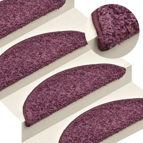 vidaXL Tappetini per scale 15 pz 56x17x3 cm Viola scuro semicircolari