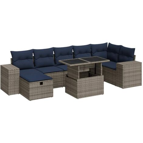 vidaXL Set Divani Giardino 8 pz con Cuscini Marrone Polyrattan Acacia (1/5)