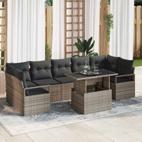 vidaXL Set Divano da Giardino 8 pcs Grigio Poly Rattan (1/5)