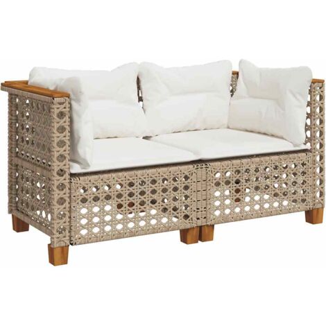 vidaXL Divani Angolari da Giardino con Cuscini 2 Beige Polyrattan