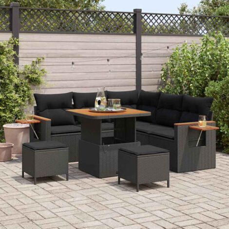 vidaXL Set Divano da Giardino con cuscino 8 pcs Nero (1/5)