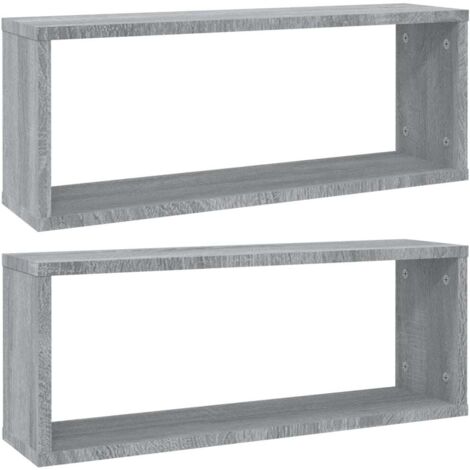 vidaXL Mensole Cubo Muro 2 pz Grigio Sonoma 60x15x23 cm in Multistrato (1/5)