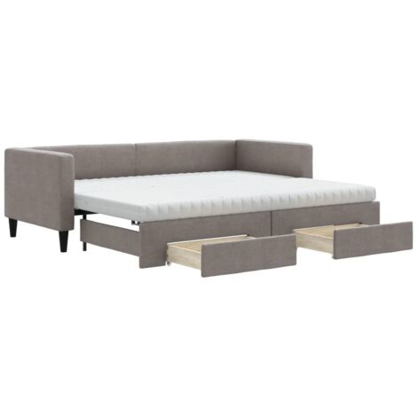 vidaXL Divano Letto Estraibile con Cassetti Tortora 80x200 cm Tessuto