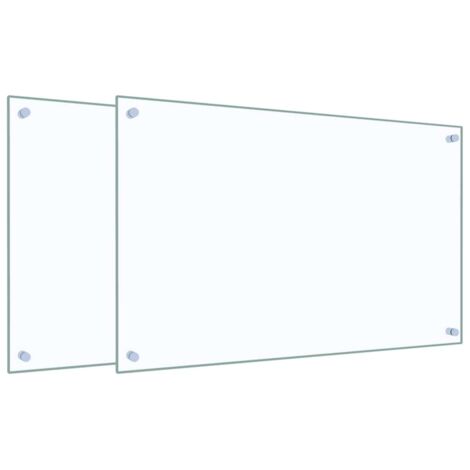 vidaXL Paraschizzi per Cucina 2 pz Trasparente 80x50cm Vetro Temperato