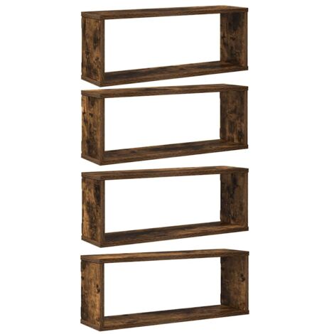 vidaXL Mensole Muro Cubo 4pz Rovere Fumo 80x15x26,5 cm in Multistrato