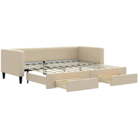 vidaXL Divano Letto Estraibile con Cassetti Crema 80x200 cm in Tessuto (1/5)