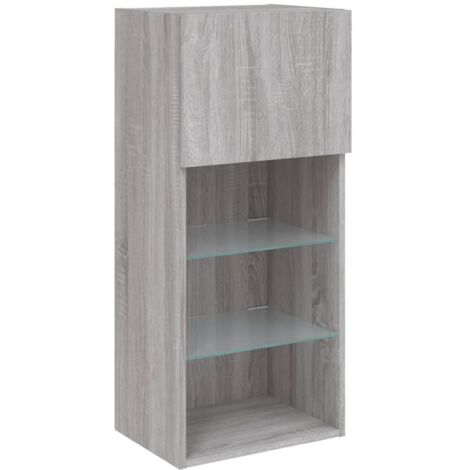 vidaXL Mobile TV con Luci LED Grigio Sonoma 40,5x30x90 cm (1/5)
